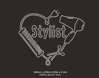 Hair Stylist rhinestone template ss10,Hair Dresser SVG, Hair Dresser Heart woman shirts svg Hot fix Iron on transfer Svg File for Cricut