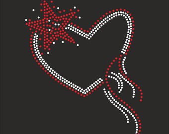 Heart With Tail Rhinestone Template Svg Ss10 - Heart Rhinestone