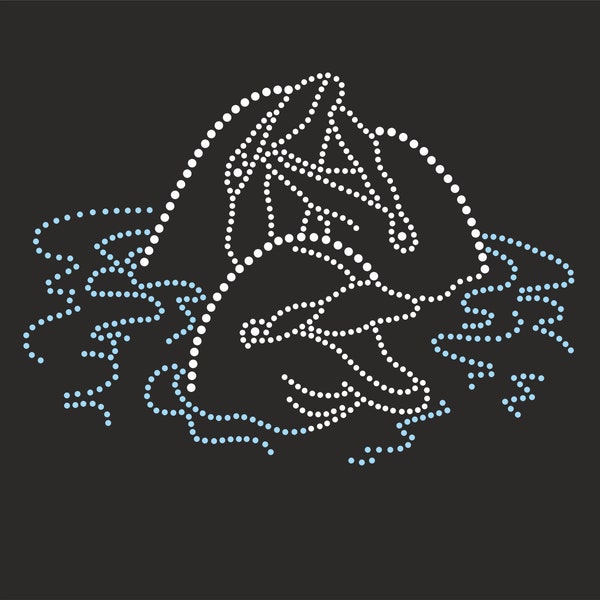 Rhinestone Template Dolphin Fish Cutting SVG, Cut File,Ss10,Svg,Cdr,Dxf EPS -Silhouette , Bling Template , Digital Download