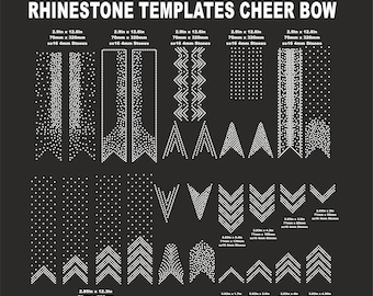 SS16 Cheer Bow Rhinestone Templates,3 inch size rhinestones, V tail, 3 inch, various patterns, digital download, svg, eps, png, dxf