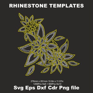 Rhinestone Flower Svg, Rhinestone Rose, Flowers Template, Flower Cut template, Dress Necklace Collar Template ss10 ss6 Rhinestone Design