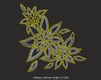 Rhinestone Flower Svg, Rhinestone Rose, Flowers Template, Flower Cut template, Dress Necklace Collar Template ss10 ss6 Rhinestone Design