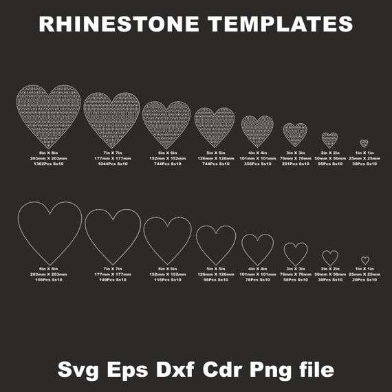 Rhinestone Heart Bundle ss10 Template,8inc Heart Rhinestone, Ss10 Heart Svg Bundle, Bundle,Heart Cricut rhinestone,Crystal Heart SVG Design