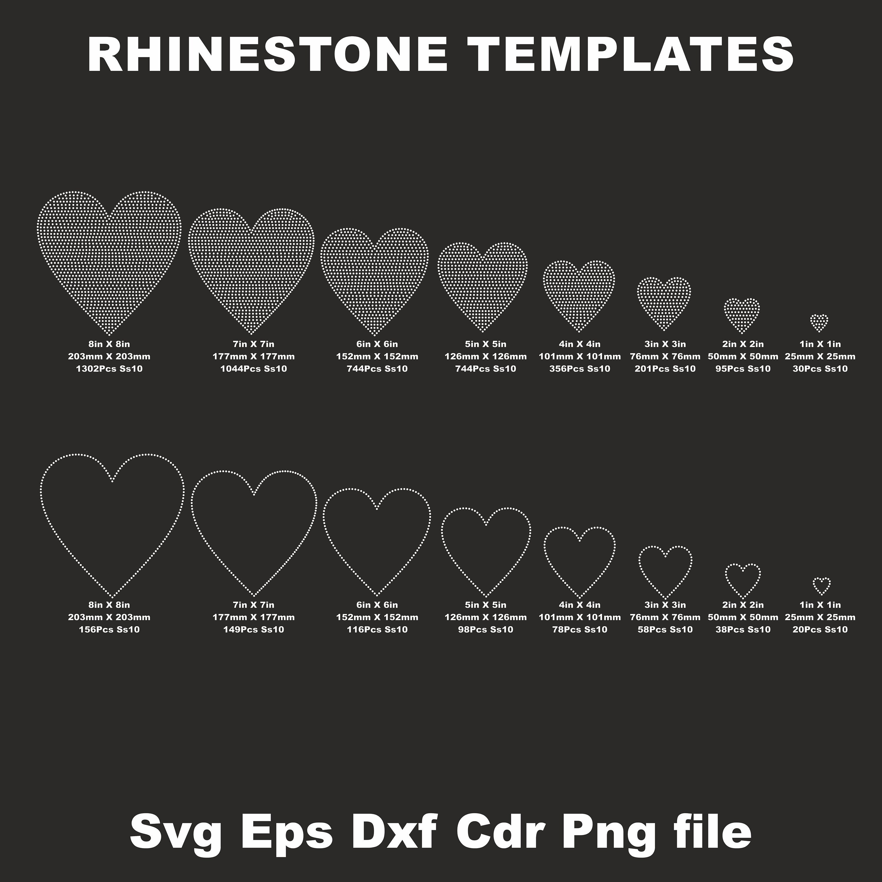 Rhinestone Heart Bundle Ss10 Template,8inc Heart Rhinestone, Ss10