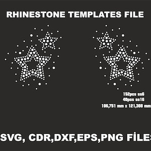 Rhinestone Template Star and Heart Pocket Left Right set templates,Cricut rhinestone svg template,ss6,ss10, Hotfix Design Svg download file