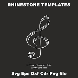 Music Rhinestone Template ss16 Music Cutting SVG, Music Shirts woman Svg, Music Iron on transfer Rhinestone Bling Template ,Digital Download