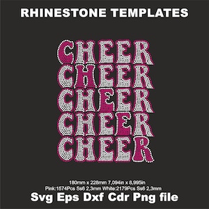 CHEER Rhinestone Template SVG SS6,Cheer Iron on transfer Svg,Cheerleader Rhinestone,Cheer Football Baseball woman shirts svg Rhinestone