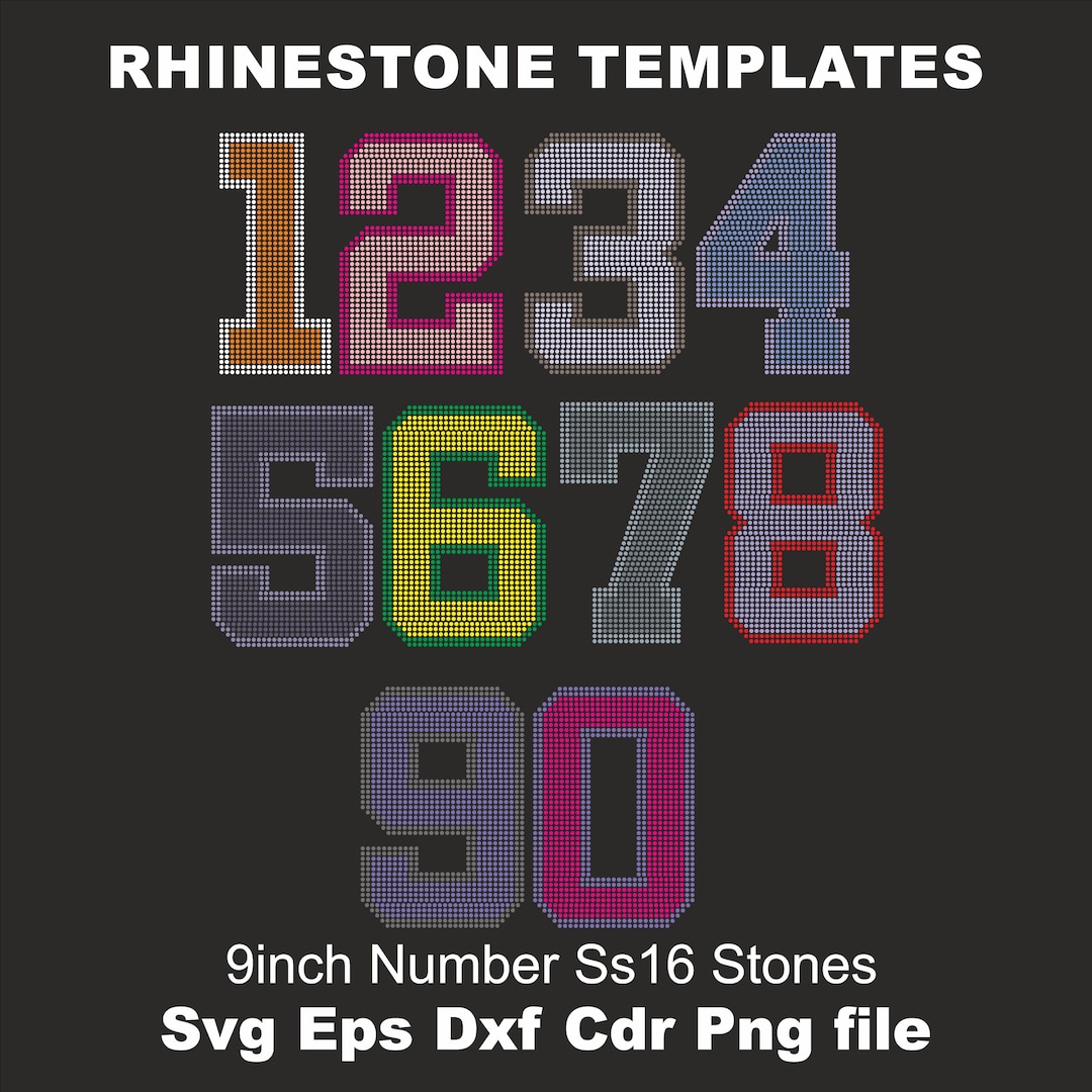9 Inch Ss16 Number Rhinestone Templates Sport Big ,college Number,cheer ...
