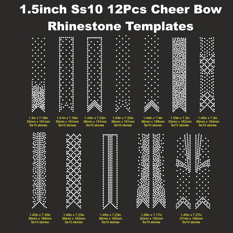 Victory Rhinestone Template 1.5 Inch Cheer Bow Rhinestone SS10 Templates,rhinestones, V Tail, 1.4 ...