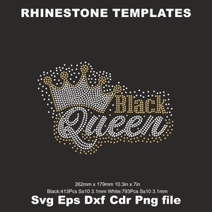 Black Queen Rhinestone Template Design SVG ss10,woman shirts svg Black Queen Shirt Iron on transfer Rhinestone ss10 Svg Cut file Cricut
