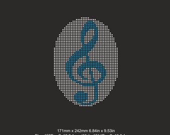 Rhinestone Musical Note Template ss10,Treble clef Rhinestone Music Cutting SVG, Cut File Svg-Silhouette , Bling Template , Digital Download