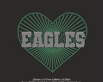 Modèle ss10 de coeur strass Eagles, Svg de pom-pom girl Eagles, Svg Bling Eagles, chemises Eagles Svg, Svg de soutien-gorge de sport Eagles, transfert à repasser Eagles