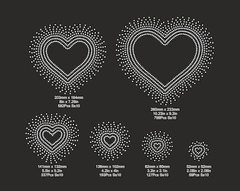 Hearts Scatter Rhinestone Bundle Ss10 Svg,spray Heart Iron  display picture 1