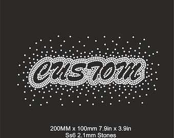 BENUTZERDEFINIERTE Strass Vorlagen Name oder Wort ss6 Strass personalisiertes Design svg, Bling Shirt Muster svg, cut Datei für Cricut, DOWNLOAD