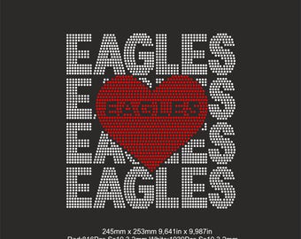Eagles Heart Rhinestone template,Svg Iron on transfer Eagles cheer ss10 Rhinestone Template,Cheerleader Rhinestone,Cricut templates Svg