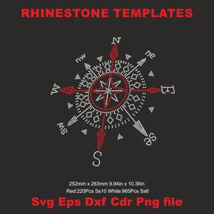 Compass Rhinestone Template Svg, Ss6, Ss10 Compass Heat Transfer design, Compass Bling Svg Rhinestone shirt iron on woman shirt svg Cricut