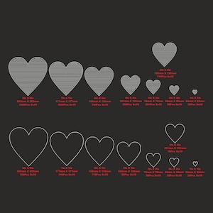 May include: A set of 10 rhinestone heart shapes in various sizes, ranging from 1 inch to 8 inches. Each heart is made of clear rhinestones and is perfect for crafting projects, clothing embellishments, or home decor.