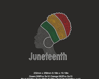Strass Juneteenth, fer sur le transfert Black Girl strass femme chemises svg SS10 Design Juneteenth Bling chemise Svg cricut coupe fichier