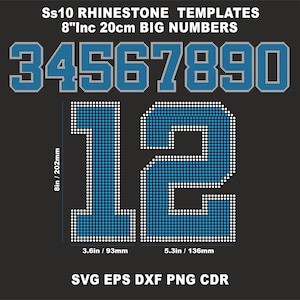 Number Rhinestone Templates 8inch Sport Big ,College Number,Cheer Number,College Number,Cheer Alphabet ss10 Rhinestones SVG Cricut Rhineston