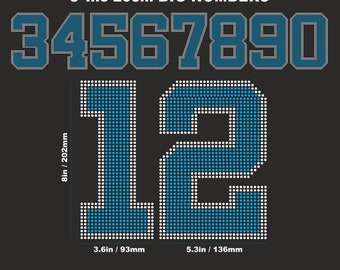 Number Rhinestone Templates 8inch Sport Big ,College Number,Cheer Number,College Number,Cheer Alphabet ss10 Rhinestones SVG Cricut Rhineston