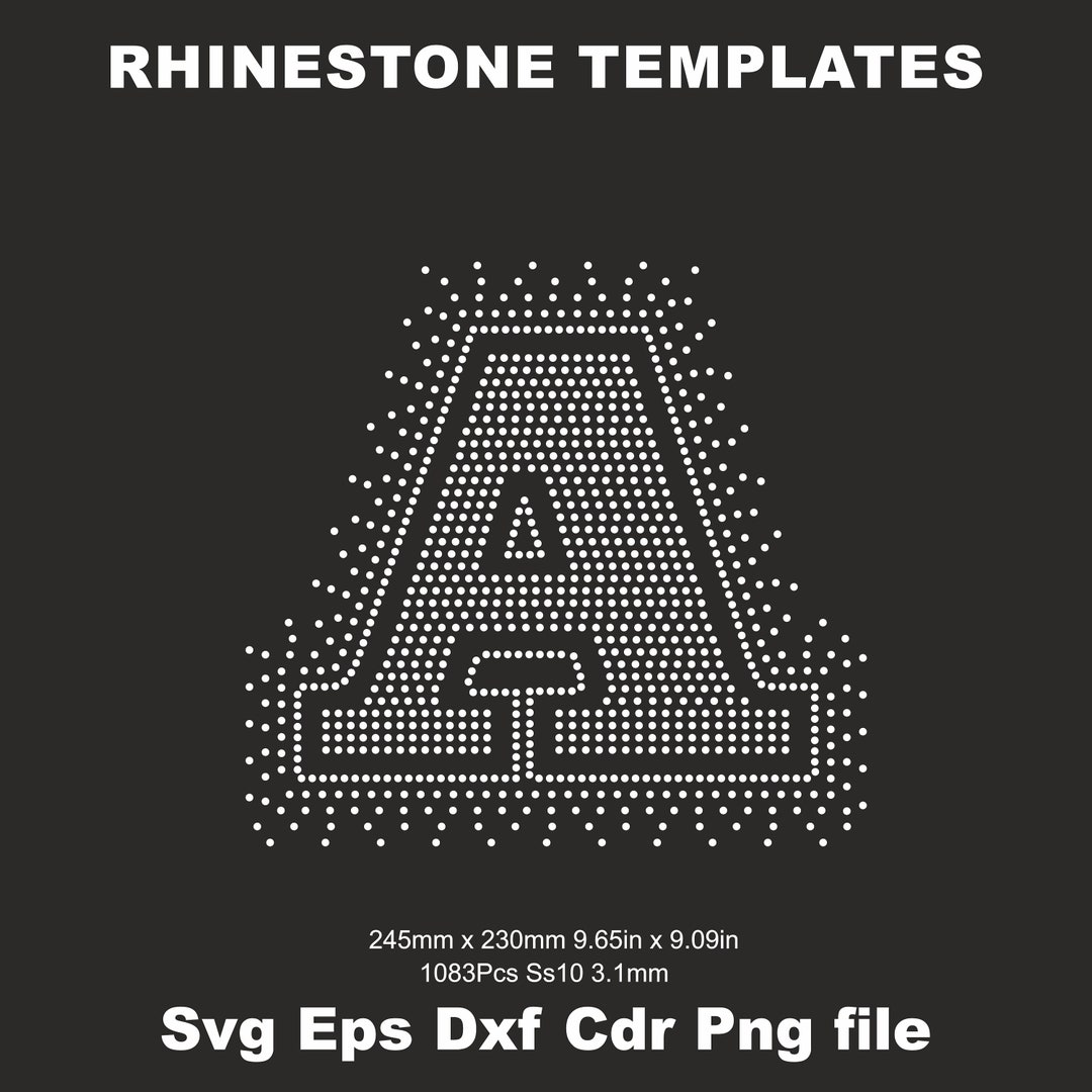 A Letter Rhinestone Template 9inch SS10 SVG Cut File ,alphabet A ...