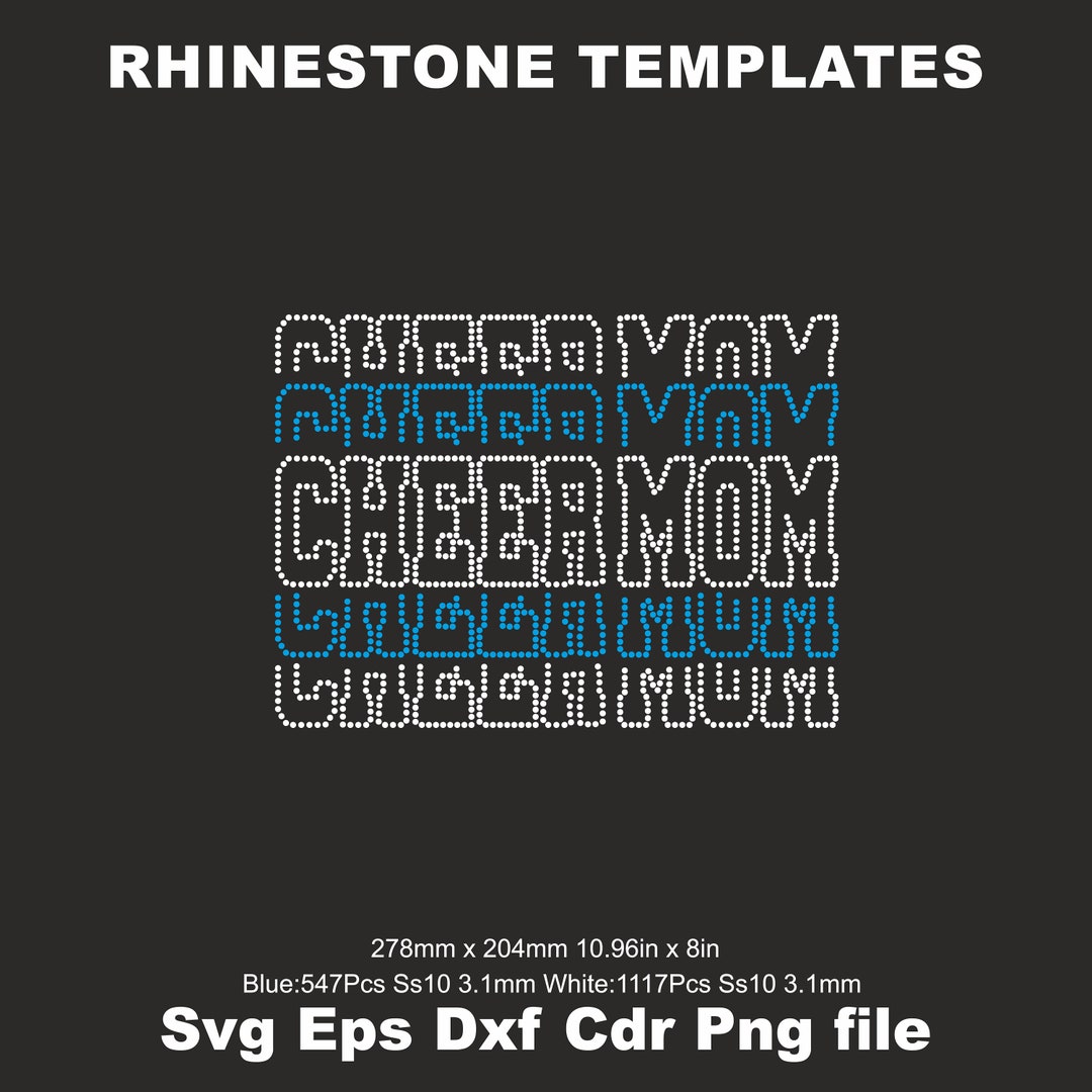 Cheer MOM Rhinestone Template Ss10 Svg,cheer Template,cheerleader Mom ...