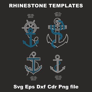 Anchor Rhinestone Stencil ss10 SVG,Rhinestone anchors Template Cut Sailor Cut File,Bling Template , Digital Download Anchor Iron on transfer