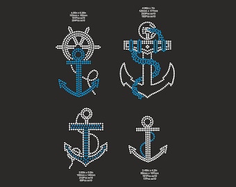 Anchor Rhinestone Stencil ss10 SVG,Rhinestone anchors Template Cut Sailor Cut File,Bling Template , Digital Download Anchor Iron on transfer