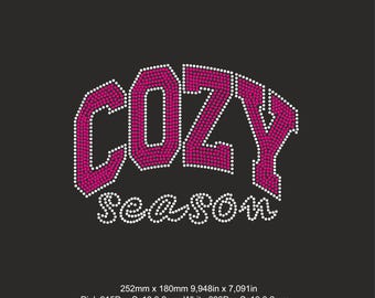 Cozy Season Rhinestone Svg, Fall Season Rhinestone Svg, Cozy woman shirts svg Rhinestone Svg  Winter Svg, Cozy Iron on transfer Vibes Svg