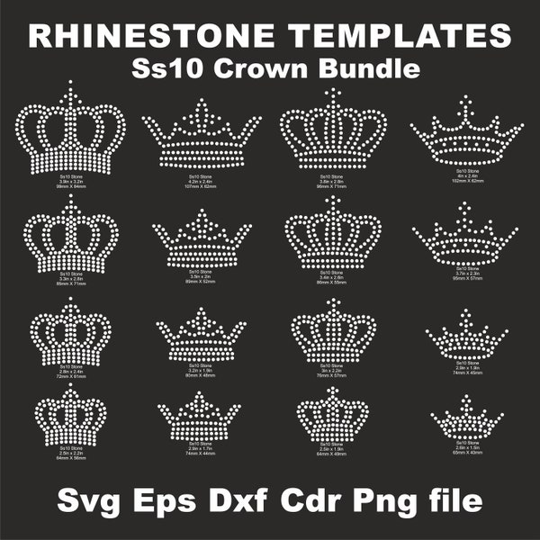Coronet Bundle Rhinestone Template,Crown Bundle,Ss10 Crown crystal Bundle,Crown rhinestone,Crystal Queen King Design DOWNLOAD Rhinestone