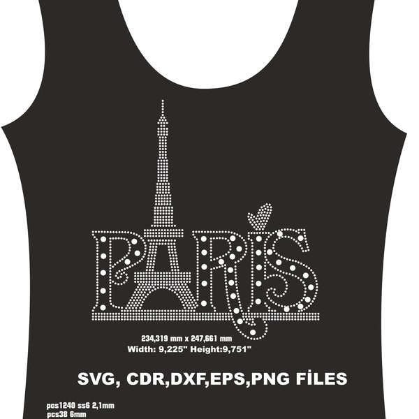 RhineStone paris Eiffel,fashion cameo and other, ss6, hotfix Design DOWNLOAD CUT TEMPLATE File Svg,Eps,Png cricut and silhouette