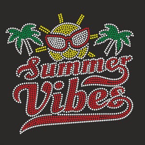 Summer Vibes Svg Png Rhinestone ss10,Palm tree Rhinestone SVG Template,Summer Shirts Svg, Sun Svg, Beach Svg, Summer iron on transfer cricut