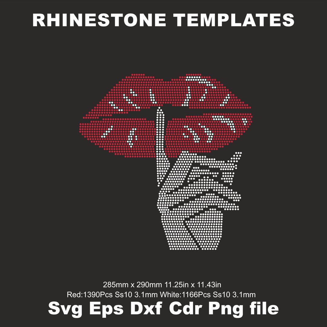 Communication Sign Rinstone Lip Kiss Rhinestone Templates Ss10 Svg,rhinestone Hush Sign, Rhinestone ...