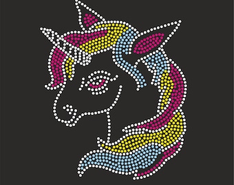 Rhinestone horned horse Svg Template, unicorn Princess Girl Rhinestone, Kids Shirts Svg rhinestone, Girls Shirts Svg, Kids iron on patch,