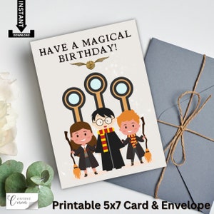 Harry Potter Themed Birthday Card & Envelope Instant Download - Etsy