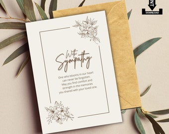 Print at Home Sympathy Card With Envelope