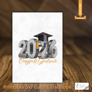 2026 Graduation Card | Congrats Graduate Printable (PDF) | Instant Download