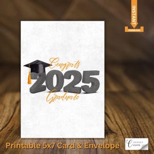 carte de remise des diplômes 2025 imprimable | Carte Diplômée de félicitations | Téléchargement instantané | Impression à domicile | Cadeau de fin d'études