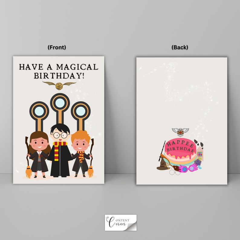Harry Potter Themed Birthday Card &amp; Envelope, Instant Download - Etsy