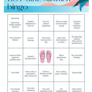 Zomerbingo Hot Girl: afdrukbare leuke kaart Black Girl | Digitale download voor meidentrips, zelfliefde en oplichtend seizoen