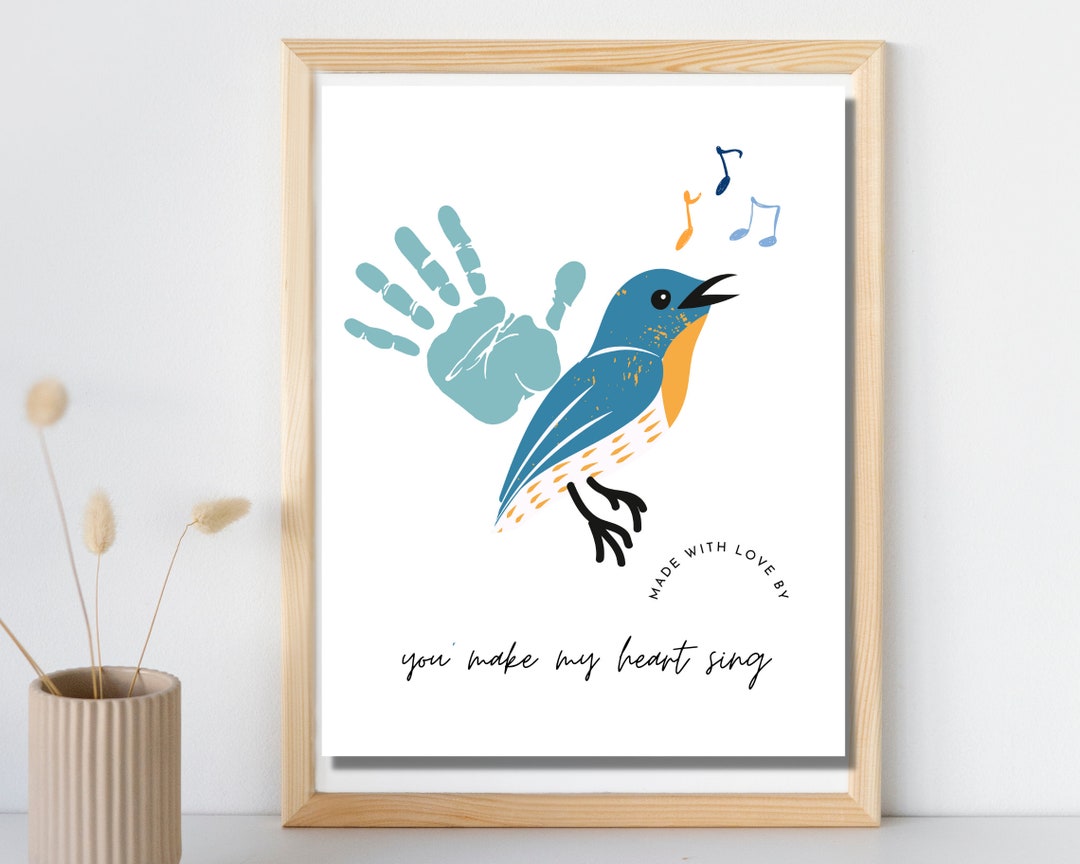 Bird Handprint Art, Printable Gift, Digital Print, Baby Toddler Kid