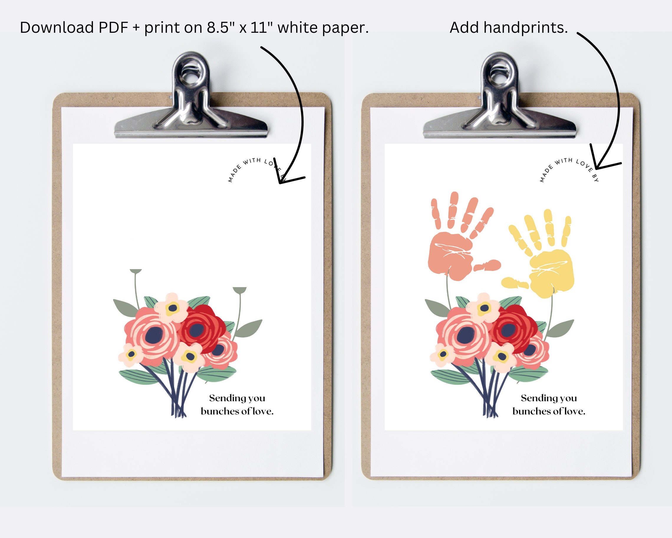 Flower Handprint Art, Printable Gift, Digital Print, Baby Toddler Kid ...