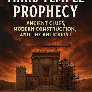 May include: Book cover with the title "THE THIRD TEMPLE PROPHECY" in large white letters. The subtitle reads "ANCIENT CLUES, MODERN CONSTRUCTION, AND THE ANTICHRIST." The image depicts a temple under construction against a fiery sky. Author's name is Jared Lewis.
