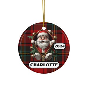 Décoration de Père Noël personnalisée | Objets de famille en céramique personnalisés | Décoration de Noël effet 3D | Cadeau souvenir des Fêtes | Décoration ronde brillante 2024