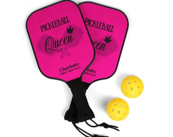 Personalized Pickleball Queen Paddle Set: Custom Wooden Paddles & Carry Bag