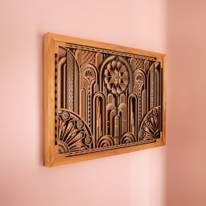Sofisticata opera d'arte in legno tagliata al laser con dettagli intricati, INDUSTRIELS MODERNES ~ 40'' x 26'' cm, opera d'arte su larga scala, arte murale in legno