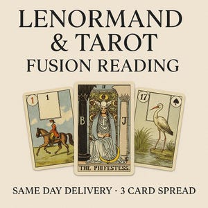 Lenormand & Tarot Deck Reading | Indie Cartomancy Insight, Same Day PDF Psychic Guidance | Intuitive 3-Card Spread for Love, Career - Future
