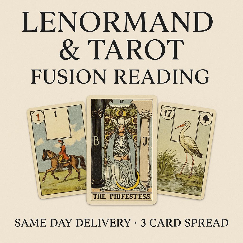 Lenormand & Tarot Deck Reading | Indie Cartomancy Insight, Same Day PDF Psychic Guidance | Intuitive 3-Card Spread for Love, Career - Future