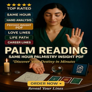 Palmistry Reading – Same Hour Love, Life Path & Career Line Psychic PDF Insight