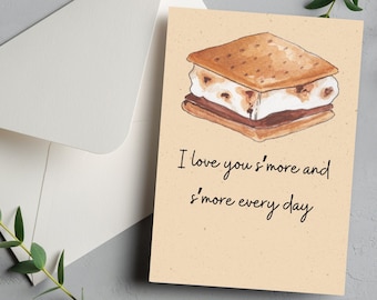 Tarjeta divertida para amantes de la comida, tarjeta con juegos de palabras, tarjeta de San Valentín, tarjeta de aniversario para amantes de los s'mores, tarjeta de cumpleaños, tarjeta de pareja, tarjeta romántica, regalo de San Valentín